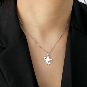 Minimalistisk fyra spetsiga halsband rostfritt stål nordstjärna hänge nackkedja kvinnor smycken valentin dag gåva