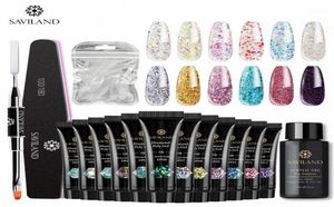 Saviland Diamond Glitter Poly Gel Kits Nails Gel Prol Seerfins Fast Build Extension Extension Off ультрафиолетового лака для ногтей инструментов 1 №977445732