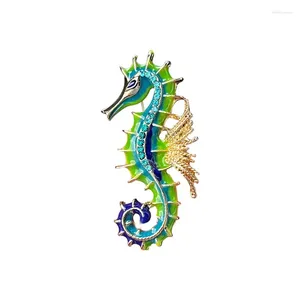 Brooches Luxury Seahorse For Men Women Fashion Punk Painted Animal Shaped Pins Personalised Creative Jewelry Accessories Cool