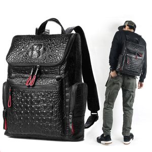 High quality leather Crocodile print backpack men bag Famous designers canvas men's backpack travel bag backpacks Laptop bag 299C