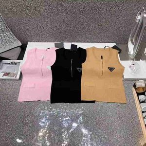 Women's Tanks & Camis designer Netizen Same Style 2024 Summer New V-neck Zipper Design Sleeveless Vest Knitted Tank Top for Women 40RG