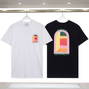 Kazablanka Erkek T-Shirts Yeni Kısa Kollu Gökkuşağı Kapısı Mektubu Baskı Kişiselleştirilmiş Yuvarlak Boyun Kısa Kollu Tasarımcı Casa Blanca Kkfk