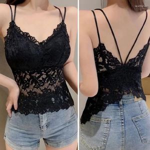 Women's Tanks Women Lace Embroidery Bralettes Hollow Cross Bow Beauty Back Underwear Sexy Vest Lingerie Female Wireless Bra Padded Tube Tops