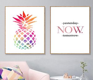 Minimalistische Poster Aquarell Ananas -Plakate und Drucke nordische Zitate Wandkunst Canvas Gemälde für Wohnzimmer unfriMamed2495658