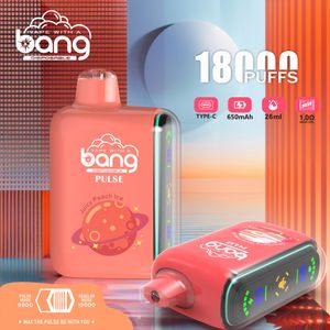 Patlama Nabız 9000 ve 18000 Puflar Orijinal Tek Kullanımlık Vapes Puff 18K Vape Kalem 650mAh şarj edilebilir pil LED açık renk 26ml yağ vs inek çubuğu nabzı