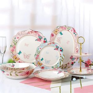 Керамическая тарелка набор глазури для вечеринки флора на столовую посуду фарфоровые десертные тарелки для завтрака