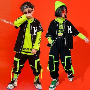 Crianças Performance Hip Hop Dancing Roupfits Crop Tops Street Wear Cargo Pants meninos meninos dança de jazz vestir roupas de concerto 240517