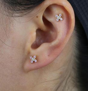 Real 925 Sterling Silber Mini Schmetterlingsstift Ohrring mit rosa weißer Cz gepflasterte Goldfarbe winziger Tiere Hochzeitsstock Ohrring Bulk2046381
