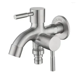 Bathroom Sink Faucets 304 Stainless Steel Double Two Way Tap Multifunctional G1/2 Inlet Thread Size 2 Function For Washing Machine Basin