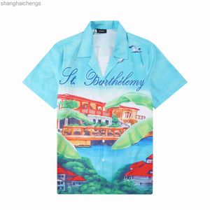 original 1to1 brand luxury amirirs short sets summer high grade breathable Mens set shirt landscape oil painting print youth casual beach short sleeved shirt sports