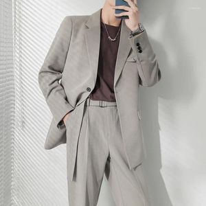 Ternos masculinos Moda Fashion Loose Casual Versão coreana Big Basted Sapred Suacte Business Grey Branco Preto