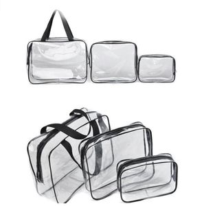 PVC Travels Transparent Case vestiti da toeletta per la borsa da stoccaggio Botto per asciugamano sacca per valigia con zip reggiseno Cosmetics Organizzatore 3PCSSET8483852