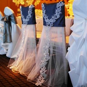 2024 Fashion Elegant Vintage Wedding Chair täcker spetsar tulle sashes grossistparty leveranser tillbehör 22