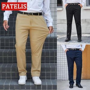 Grube mężczyzny bawełniane spodnie plus size swobodne spodnie rozmiar 30-50 czarnych spodni khaki stretch tkanina 240518
