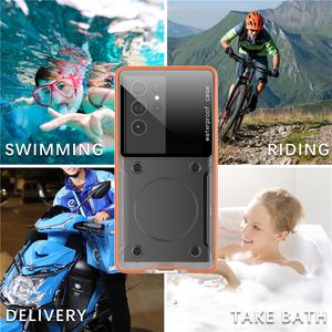 Universal Waterproof Clear Cose Telefon dla iPhone'a Samsung LG Sony Google Nokia Redmi OnePlus 5G Outdoor Sports Sports Pełna ochronna ciężka przezroczysta skorupa