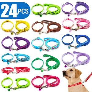 24pcs Dog Strap Printed Cat Belt Training Mesh Chest Strap Supplies Adjustable Outdoor Walking Head Suitable for Puppies and Pets 240517