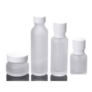 Wholesale Packaging Bottles Frosted Glass Jar Lotion Cream Round Cosmetic Jars Hand Face Pump Bottle With Wood Grain Cap Sn4022 Drop D Dhalq