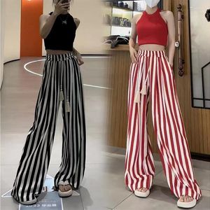 Women's Pants Spicy Girls' Premium Striped Wide Leg 2024 Summer Thin Loose Slim Straight Casual