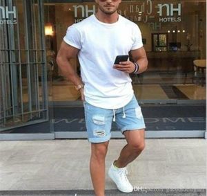 Herren Blue Blue Short Jeans Mode zerrissene Shorts Herren -Designerjeans mit Zipper2278736