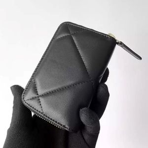 Высококачественная индивидуальная 100% кожаная молния Ladies Solid Color Fashion держатель кредитных карт монет 244U