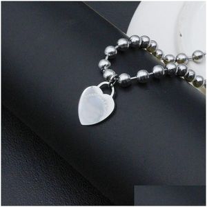 Pendant Necklaces Luxury Designer 15Mm Heart Women Stainless Steel Hollow Bead Chain Jewelry On The Neck Valentine Day Drop Delivery P Otysy