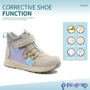 Princepard Kids Sneakers Autumn Winter Children Orthopedic Shoes with Hard Heel and Arch Support Khaki Color Casual Footwear 240511