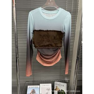 Kadın Hoodies Sweatshirts İlkbahar/Yaz Niş Tasarım Düzenli Marka Eşleşen Halo Boyalı Mesh Moda Mizaç Zayıflama Çok yönlü üst