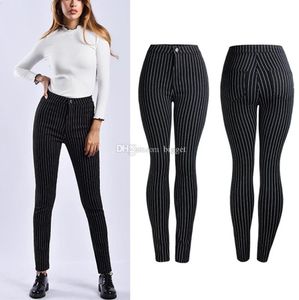 Lady Striped Denim Jeans For Woman BlueBlack Slim Fit Pencil Pants Women Stretch Cowboy Trousers Female2994095