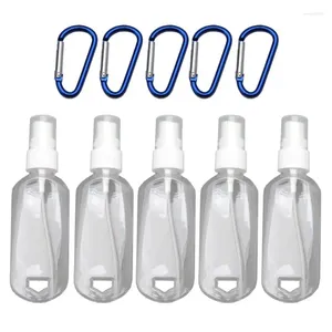 Lagringsflaskor 5 bärbar plastflaska hand sanitizer rese liten hållare krok nyckelring droppe
