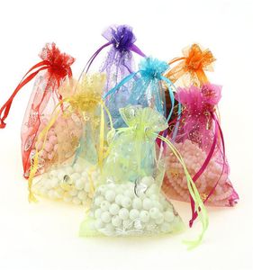 100pcllot Organza torebki z sznurkiem na pierścienie torba na kolczykach ślub Baby Shower urodzinowy prezent świąteczny Pakiet 4449127