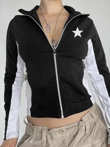女性用ジャケットY2Kガーメント2000美的ジッパー長袖ショルダーブラウスキルトゴミ