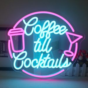 Caffè fino al cocktail neon a led sospiro lampada a parete rotonda dimmerabile per bar luci del negozio di case bar per la casa decorazione della festa 240517