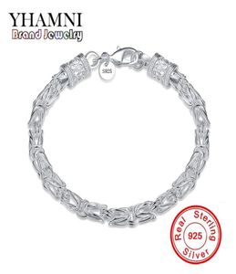 Yhamni Luxury Original 925 Sterling Silver Armband Curb Chain Fashion Menwomen Armband med S925 Stamp Sterling Silver Jewelry 2099314