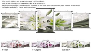 Bereit zum Aufhängen von 5pcsset abstrakten Gemälden Glanz Blume der Orchideen Kunstdruck Leinwand Wandbild Home Dekoration6286338