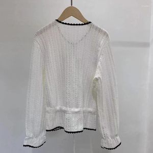 Women's Knits 2024 Women Sweater Lace Up Cardigan Autumn Spring Hollow Out High Street Chic Stunning Fashion Design Trendy Stylish Casual M