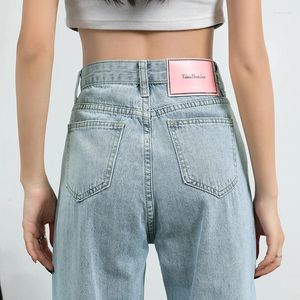 Calça feminina Zoenova Cantura alta Jeans de perna larga Mulheres 2024 Primavera e verão MAPA LONA LONCO LONG Y2K Moda coreana Jean