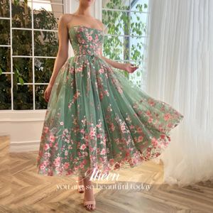 Aileen Graduation Gown Long Wedding Party Dress Women Elegant Luxury Fairy Skirt Line A Flowers Coming of Age Ceremony Green 240517