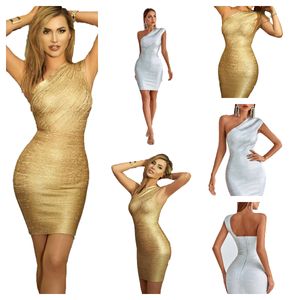 Lika Metallic Mini Cocktail Dress designer dress women One Shoulder Above Knee Mini Sleeveless Sequins Striped Polyester Gothic stye SML designer dresses for women