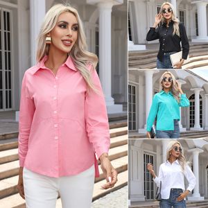 Europeiska och amerikanska kvinnors vårhöst New Pure Cotton Casual Long Sleeve Shirt Women's Top AST678