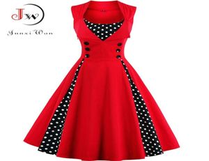 S4XL Women Robe Retro Vintage Dress 50s 60s Rockabilly Dot Swing Pin Up Summer Party Dresses Elegant Tunic Vestidos Casual 2107057984971