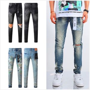 Męskie mężczyzn Cool Style Designer Pant w trudnej sytuacji Rower Black Blue Jean Slim Fit Purple Jeans Short