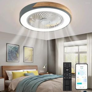 Moderna luce ventilatore a soffitto in legno a basso profilo con telecomando a 3 colori lampada a LED a led bambini