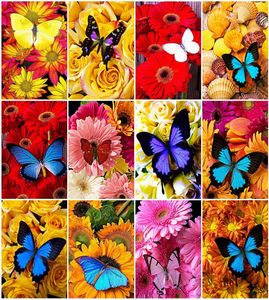 Wandkunst 5d DIY Diamond Malerei Schmetterling und Blume voller quadratischer Strass -Strass -Diamant -Stickerei Mosaic Cross Stitch Home Decor8688947