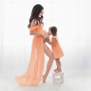 Moderskapsklänningar gravida kvinnor klädfotografering props gravida klänningar chiffong fluffig stor studioskytte hjälpmodeller sexig lång läder h240517