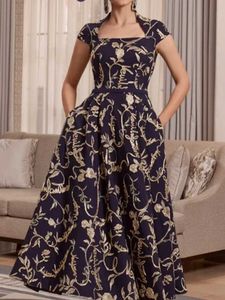 Sukienki w rozmiarze plus vintage kwiatowe sukienki dla kobiet w rozmiarze A-line plisowana elegancka szczupła dopasowana sukienka MAXI Evening Formal Sukienka 2024 T240518