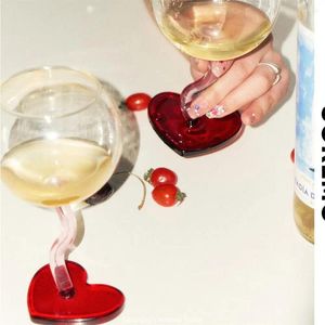 Occhiali da vino rosso cuore fondo in vetro tazza di calice champagne tazza di cocktail resistente al calore borosilicato