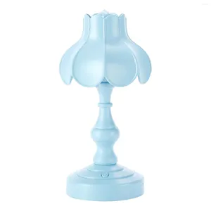 Table Lamps European Lotus Bedside Lamp Decor Mini LED Night Light For Mall Room Bar Home Small Reading - Blue