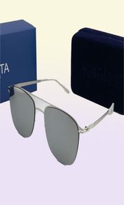 WhoNew Mykita Güneş Gözlüğü Vidaları Olmadan UltraLight Frame Mkt Pelle Square Çerçeve Üst Erkek Marka Tasarımcısı Güneş Gözlüğü Kaplama M4016521