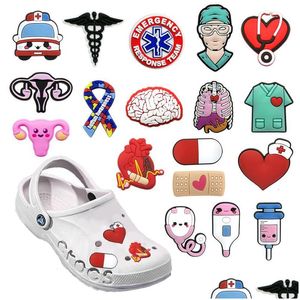 Shoe Parts & Accessories 50Pcs Charms Clog Jeans Doctor Nurse Stethoscope Decoration Sneakers Heart Garden Sandal Accessorie Kids Drop Dhhhg