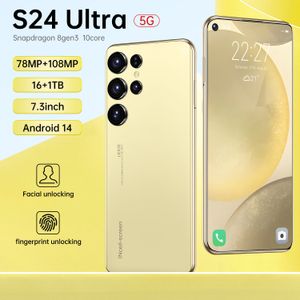 2024 핫 판매 스마트 폰 S24 Ultra 5G 7.3 Incell 실제 천공 화면 16GB 1TB 6800MAH 3D 전기 도금 된 그라디언트 유리 후면 덮개